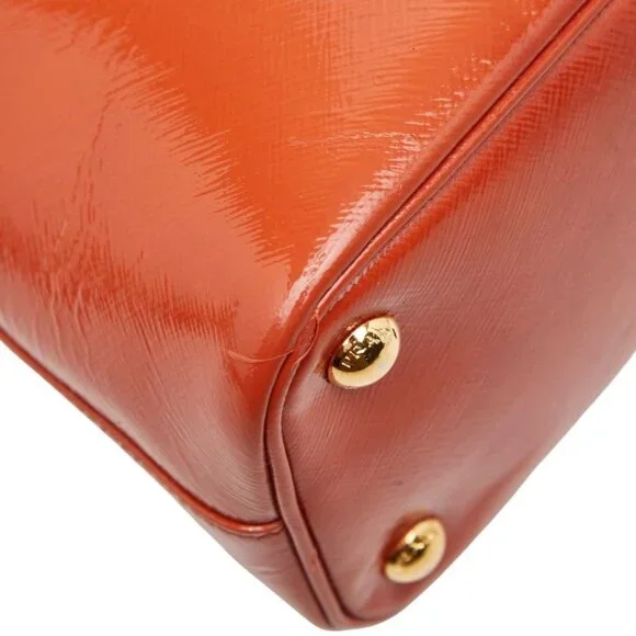 Prada Triangle Logo Plate Shoulder Bag 2-Way Orange Leather - Picture 7 of 10
